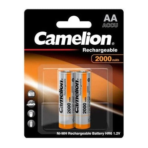 2x Camelion AA 2000mAh NiMH Rechargeable Batteries HR6 1.2V Long Life