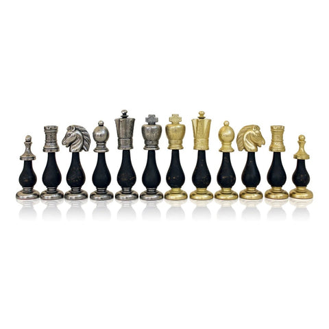 Italfama Metal & Wood Chess Pieces Set, 10.2cm King, Made in Italy
