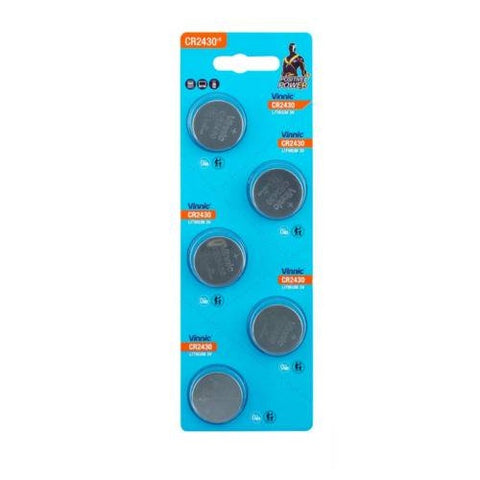 5x Vinnic CR2430 3V Lithium Coin Cell Button Batteries No Mercury