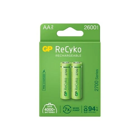 2x GP ReCyko+ 2700mAh AA NiMH Rechargeable Batteries 1.2V HR6 MN1500