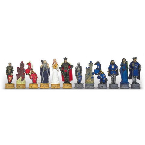 Italfama King Arthur Resin Chess Set Hand Painted Leather Board 40cm