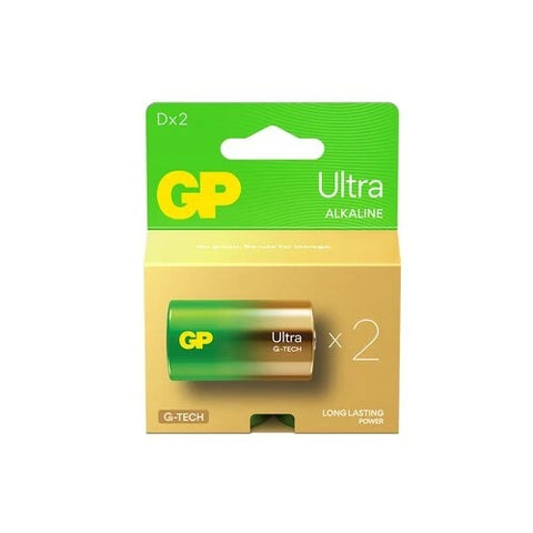 2x GP Ultra Alkaline D LR20 1.5V Batteries Long Lasting Power