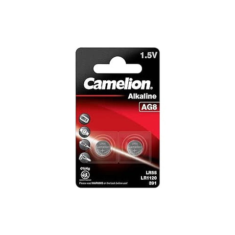 2x Camelion AG8 LR1120 LR55 391 1.5V Alkaline Button Cell Batteries