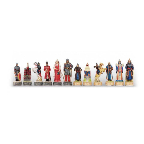 Italfama Hand-Painted Resin Chess Set Russians vs Mongols, 8cm King Pieces