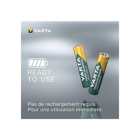 2x Varta Recharge Accu Power AAA 1000mAh NiMH 1.2V Rechargeable Batteries