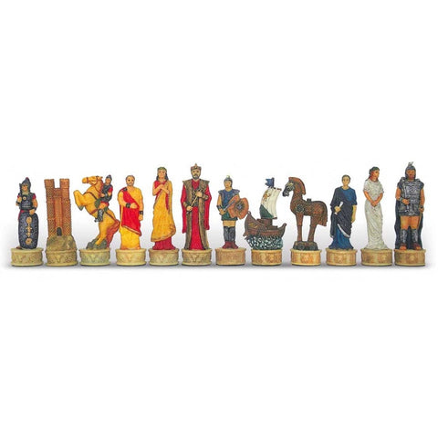 Italfama Trojan War Hand-Painted Resin Chess Pieces, 8cm King, Italy