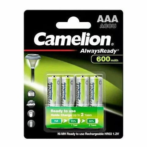 4x Camelion AAA Rechargeable Batteries 800mAh NiMH Always Ready