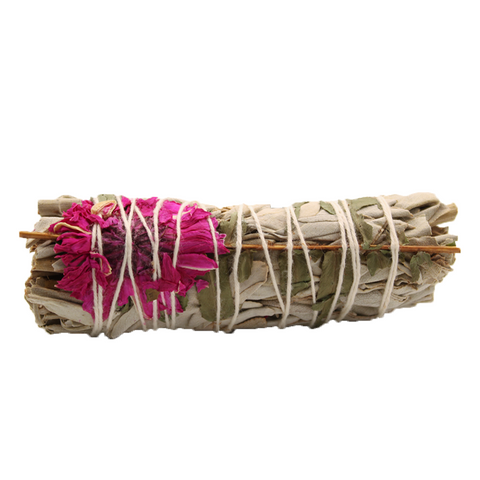 Dahlia Floral White Sage Smudge Stick Spiritual Cleansing Wand 10cm