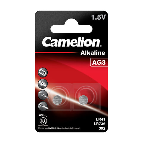 2 Camelion Ag3 Lr736 Alkaline Batteries Lr41 392 G3 1.5V 2Bl 28Mah NEW