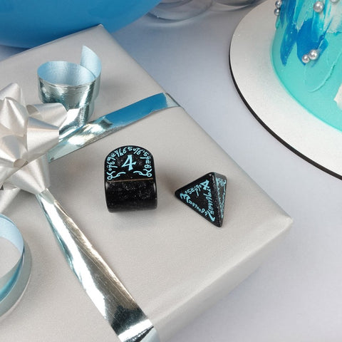 Q-Workshop 20 Years Elvish Dice Set Black & Turquoise Limited Edition S20Y01