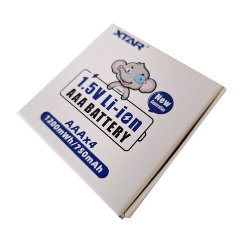 4x Xtar AAA 1.5V Li-ion Rechargeable Batteries 1200mWh with Box