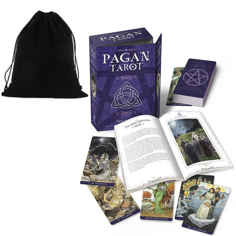 Pagan Tarot Deck & Book Set by Lo Scarabeo Wiccan Kit with Velvet Bag
