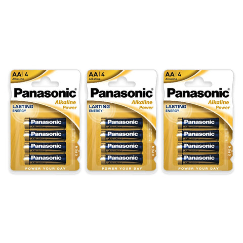 12x Panasonic Alkaline Power AA - 3 packs of 4