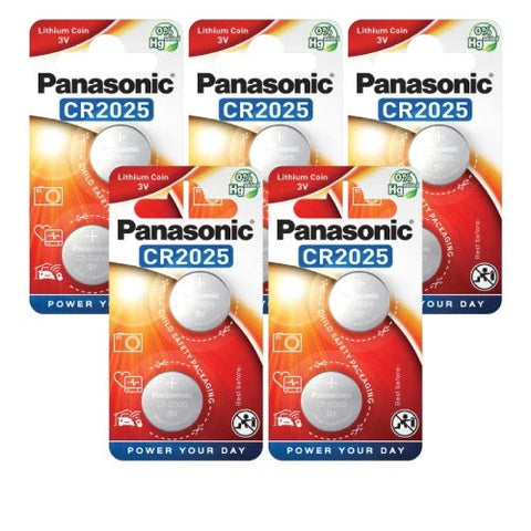 10x Panasonic CR2025 3V Lithium Coin Cell Batteries DL2025 Watch Remote