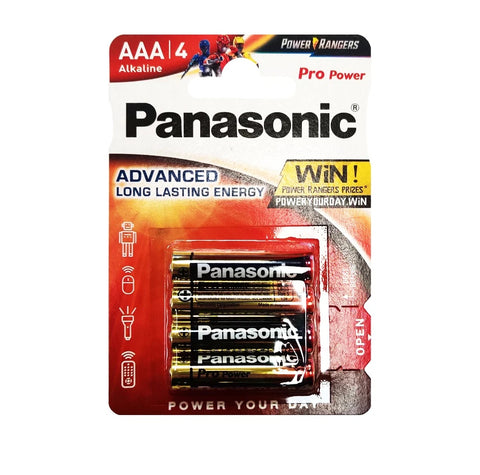 4x Panasonic Pro Power AAA Alkaline Batteries 1.5V LR03 MN2400 Blister Pack