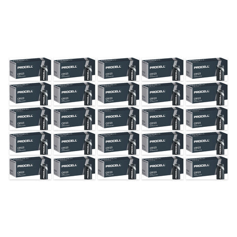 Duracell Procell CR123 3V Lithium Batteries – 250 pcs (25 boxes of 10)