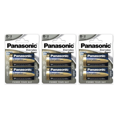 6x Panasonic Everyday Power D LR20 Alkaline Batteries