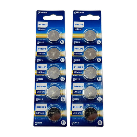 10x Philips CR2016 3V Lithium Coin Cell Batteries (2 x 5-pack)