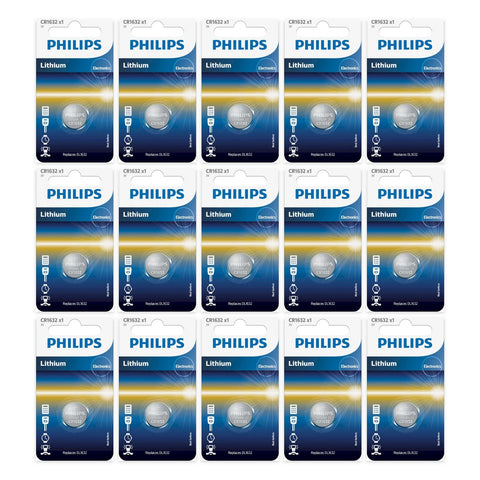 15x Philips CR1632 3V Lithium Coin Cell Batteries