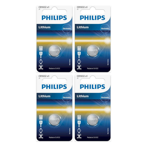 4x Philips CR1632 3V Lithium Coin Cell Batteries