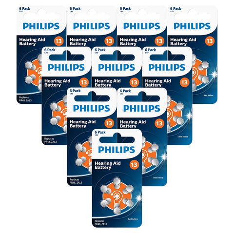 60x Philips Size 13 PR48 ZA13 Zinc Air Hearing Aid Batteries 1.4V