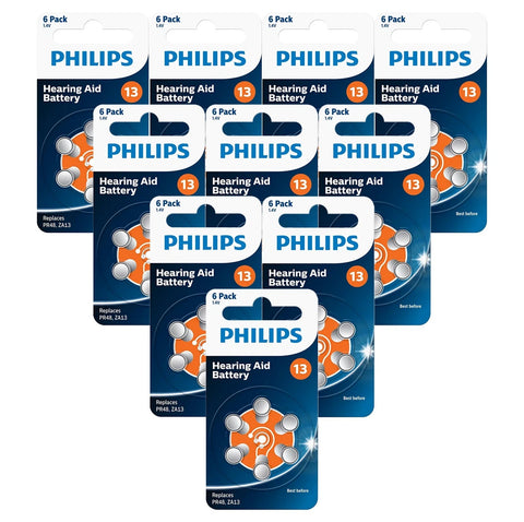 60x Philips Size 13 PR48 ZA13 Zinc Air Hearing Aid Batteries 1.4V