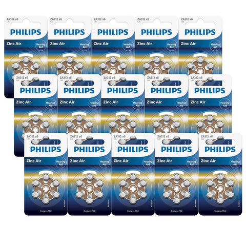 90x Philips 312 PR41 Hearing Aid Batteries Zinc Air 1.4V Mercury Free