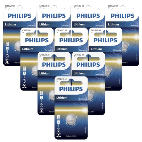 10x Philips CR1620 3V Lithium Coin Cell Batteries DL1620 Button
