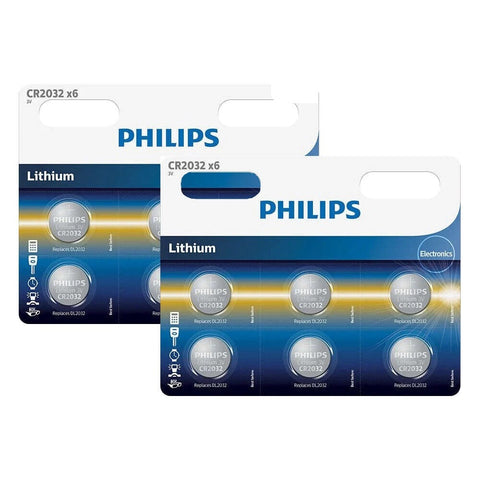 12x Philips CR2032 3V Lithium Coin Cell Batteries DL2032 Watch Battery