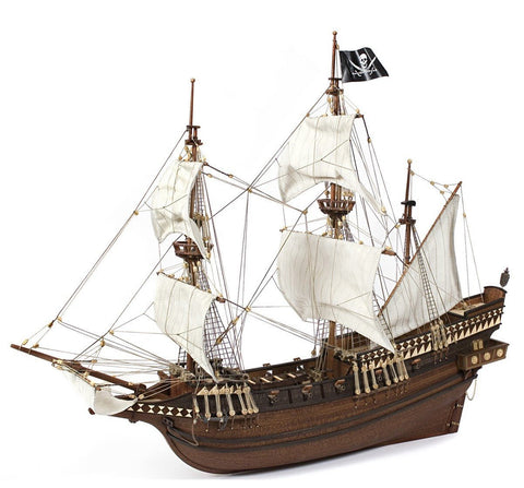 OcCre Pirate Ship Wooden Model Kit 1:100 with Full Paint Set Sails