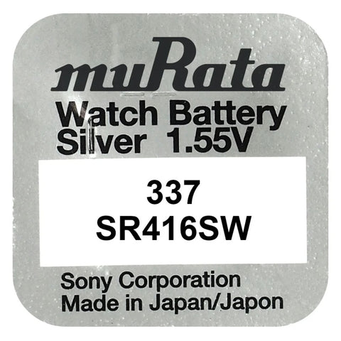 10x Murata 337 SR416SW 1.55V Silver Oxide Watch Batteries for Watches