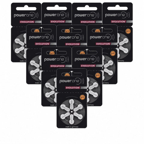 60x Power One Evolution Size 13 PR48 Hearing Aid Batteries 1.45V Varta