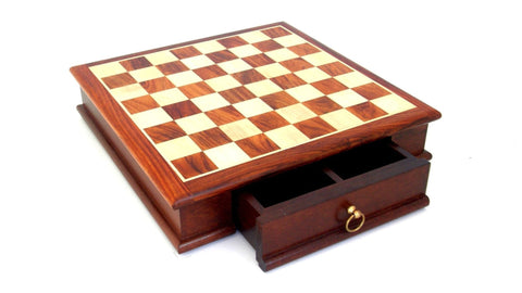 Italfama Camelot Metal Chess Set Gold Silver Pieces Mahogany Board Drawer