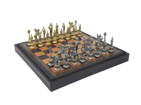 Italfama Napoleon Metal Chess Set Board with Checkers Backgammon