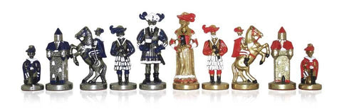 Italfama Landsknecht Metal Chess Set Hand Painted with Fine Wood Board