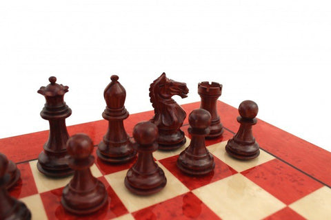 Italfama Mahogany Weighted Chess Set with Fine Wood Board Made in Italy