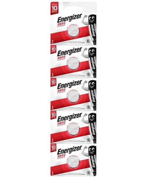 5x Energizer CR2032 Lithium Coin Cell Batteries 3V for Watches & Devices