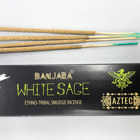 Banjara Tribal White Sage Smudge Incense Sticks, 10 Sticks, Purifying