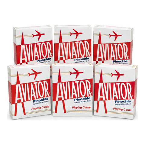 6x Aviator Pinochle Red Standard Index Playing Cards Home Game Pack