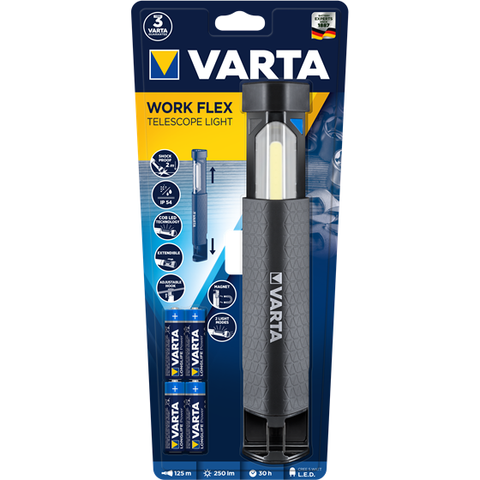 Varta Work Flex Telescopic LED Work Light 250lm IP54 Magnetic Stand