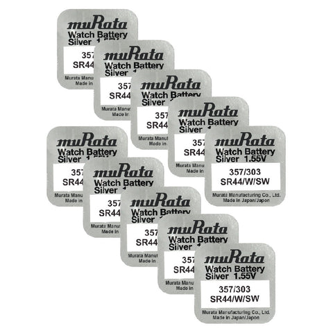 10x Murata 357 SR44 Silver Oxide 1.55V Watch Calculator Batteries