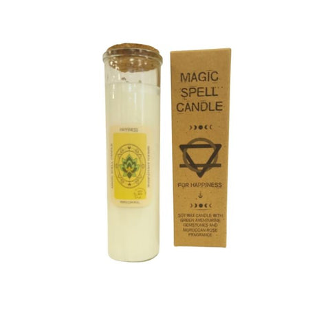 AWGifts Happiness Magic Spell Candle Gemstone Soy Wax 50hr Scented
