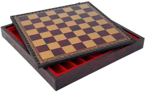 Italfama Camelot Hand-Painted Metal Chess Set 28cm Board with Storage