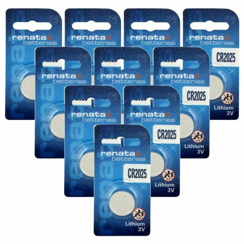 10x Renata CR2025 3V Lithium Coin Cell Batteries DL2025 Swiss Made