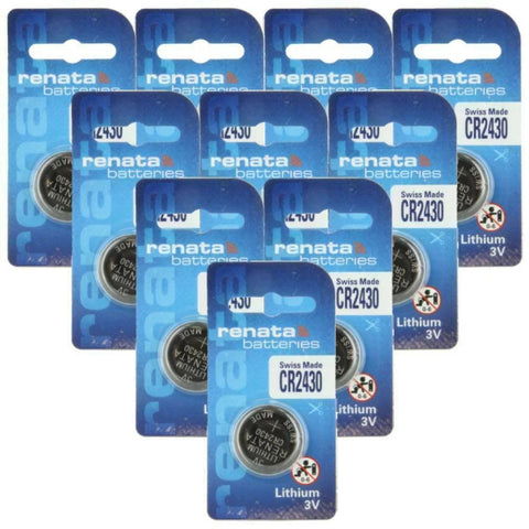 10x Renata CR2430 3V Lithium Coin Cell Batteries Swiss Made