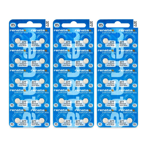 30x Renata 377 SR626SW watch batteries - 3 strips of 10
