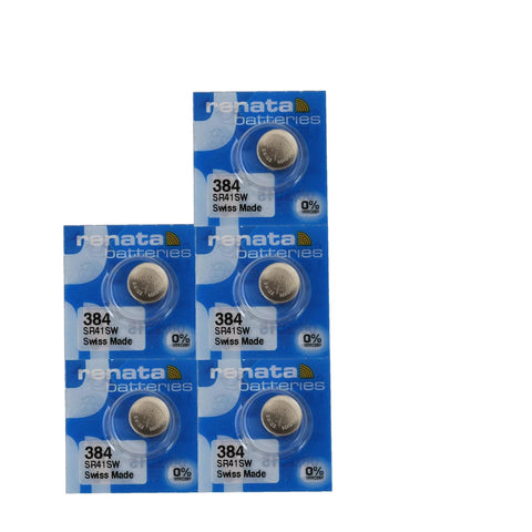 5x Renata 384 SR41SW Silver Oxide 1.55V Watch Batteries Swiss Made