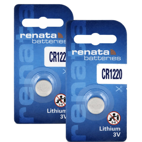 2x Renata CR1220 3V Lithium Coin Cell Button Batteries for Watches