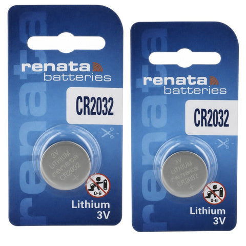 2x Renata CR2032 3V Lithium Coin Cell DL2032 Button Batteries