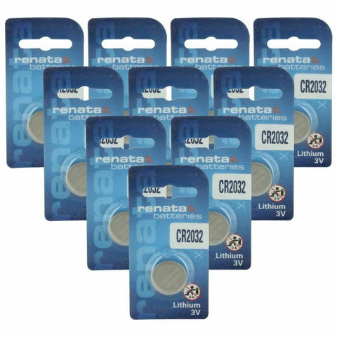 10x Renata CR2032 3V Lithium Coin Cell Batteries DL2032